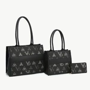 Designer Inspired Tote Bag Set 3pc Large Tote Handbag Wallet Matching Set NIP
